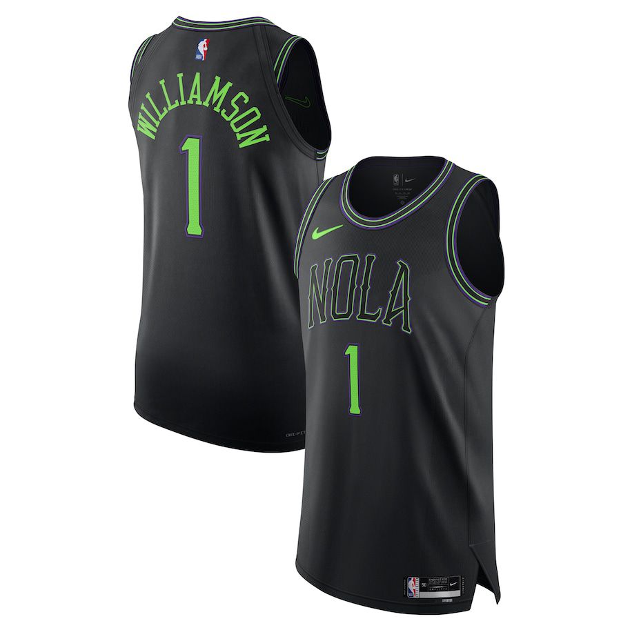 Men New Orleans Pelicans 1 Zion Williamson Nike Black City Edition 2023-24 Authentic NBA Jersey